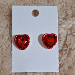 Heart-Shaped Red Earrings